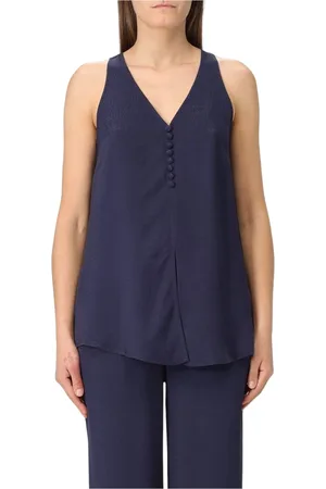 Emporio Armani Top, Dame, Blå, L, Uld, Blå Silke Tank Top Stilfuld Alsidig