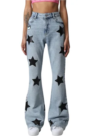 Chiara Ferragni Jeans, Dame, Blå, W30, Denim, Slidte Vaskede Denim Jeans