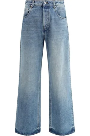 Jacquemus Jeans, Herre, Blå, W32, Bomuld, Klassiske Loose Fit Jeans med Lærdetaljer