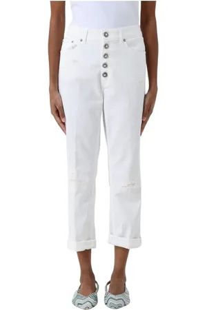 Dondup Jeans, Dame, Hvid, W30, Bomuld, Hvide Distressed Jeans til Kvinder