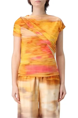 Pinko Top, Dame, Flerfarvet, M, Abstrakt Printet Draperet Top