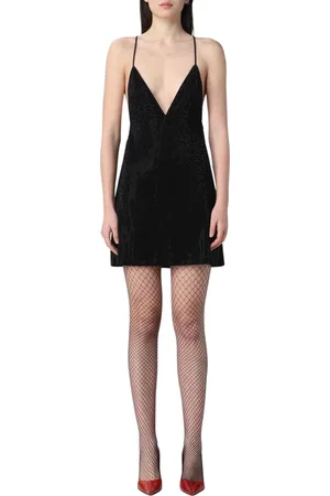Dsquared2 Kjole, Dame, Sort, S, Uld, Krystalpyntet Fløjl Mini Kjole