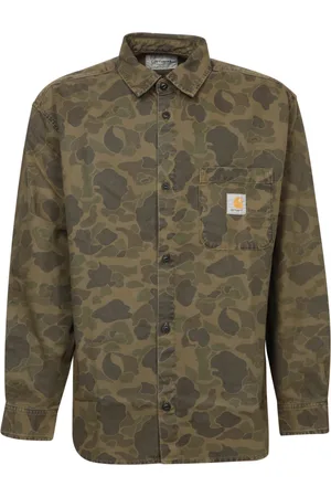 Carhartt Skjorte, Herre, Grøn, XL, Bomuld, Grøn Camo Langærmet Skjorte