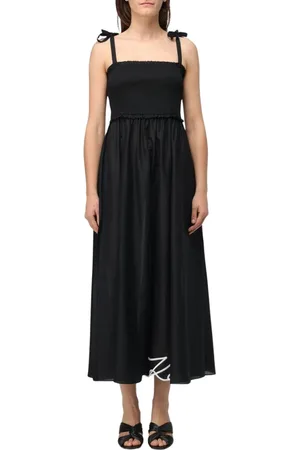 Karl Lagerfeld Kjole, Dame, Sort, S, Smocket Midi Kjole