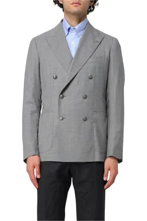 TAGLIATORE Jakkesæt, Herre, Grå, 2XL, Uld, Dobbeltbrystet grå uld blazer