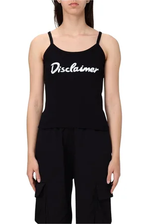 DISCLAIMER Top, Dame, Sort, S, Bomuld, Grafisk Ribbet Tank Top