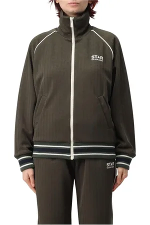 Golden Goose Sweathshirts & Hoodies, Dame, Grøn, XS, Uld, Ribbet Track Jacket med Logo