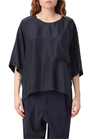 BARENA Bluser & Skjorter, Dame, Blå, L, Uld, Blå V-Neck Ærmeløs Top