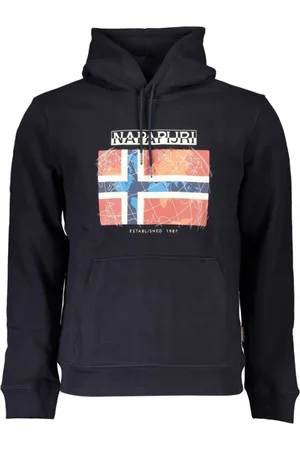 Napapijri Sweathshirts & Hoodies, Herre, Blå, XL, Bomuld, Blå Hættetrøje i Fleece