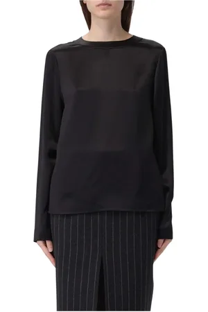 Saint Laurent Top, Dame, Sort, S, Satin, Elegant Satin Bluse