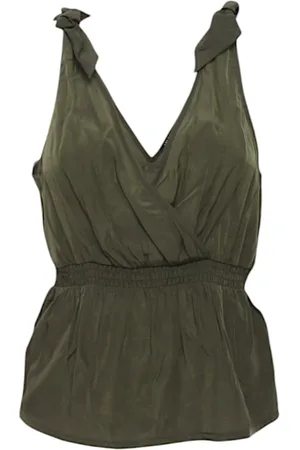 Liu Jo Top, Dame, Grøn, S, Polyester, V-hals Ærmeløs Polyester Top