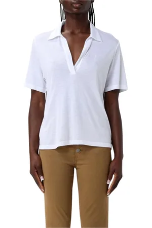 Dondup Top, Dame, Hvid, L, Sort V-hals Polo Shirt