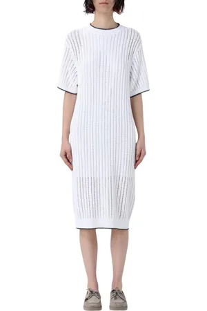 Brunello Cucinelli Kjole, Dame, Hvid, XS, Hvid A-Line Midi Kjole