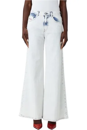 Diesel Jeans, Dame, Grå, W28, Bomuld, WideLeg Grå Jeans til Kvinder