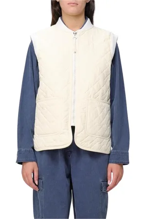 A.P.C. Jakke, Dame, Hvid, S, Bomuld, Gul Creme Quiltet Vest