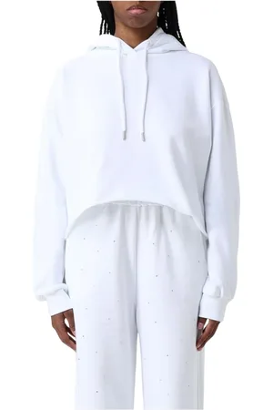 DISCLAIMER Sweathshirts & Hoodies, Dame, Hvid, XS, Bomuld, Sort Cropped Hoodie Sweater