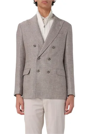 Brunello Cucinelli Jakke, Herre, Brun, L, Linned, Brun Linned Blazer Elegant Stil