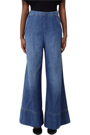 Pinko Jeans, Dame, Blå, L, Denim, Flared Denim Jeans til kvinder