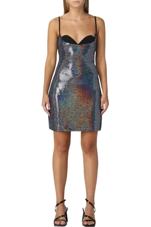 Chiara Ferragni Kjole, Dame, Sort, M, Elegant Sort V-Hals Midi Kjole