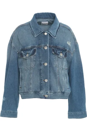 Pinko Jakke, Dame, Blå, XS, Uld, Blå Denim Cropped Jakke Stilfuldt Look