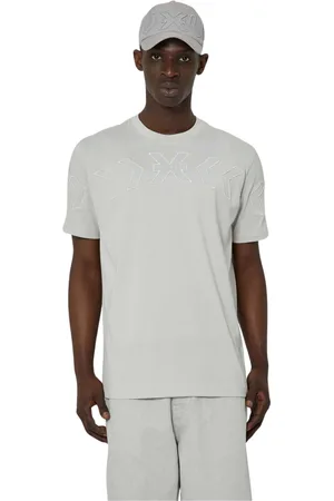 John Richmond Top, Herre, Grå, L, Bomuld, Almindelig T-shirt med broderet tryk på forsiden