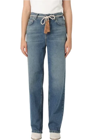 Liu Jo Jeans, Dame, Blå, W28, Bomuld, Elegant Wide Leg Jeans med Reb Bælte