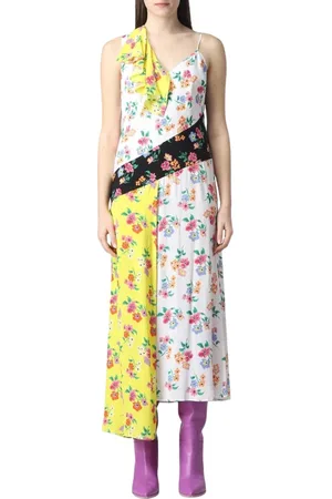 Msgm Kjole, Dame, Flerfarvet, XS, Elegant Blomstret Midi Kjole