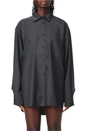 Andamane Bluser & Skjorter, Dame, Grå, S, Uld, Grå Uldblandet Oversized Skjorte