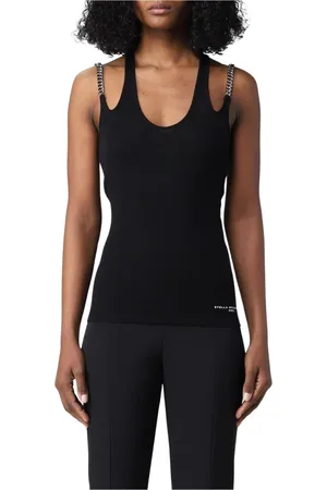 Stella McCartney Top, Dame, Sort, 2XS, Bomuld, Sort Chain Strap Bomuld Top