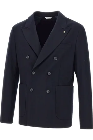 Manuel Ritz Jakke, Herre, Blå, S, Blå Slim Fit Blazer med Spidse Revers