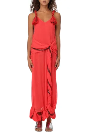 J.W.Anderson Kjole, Dame, Rød, S, Chiffon, Rød Tassel Maxi Kjole