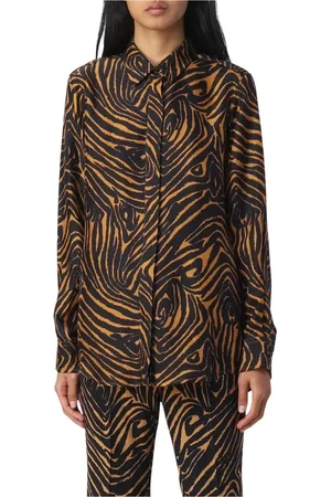 ALBERTO BIANI Bluser & Skjorter, Dame, Sort, S, Zebra Print Silkebluse