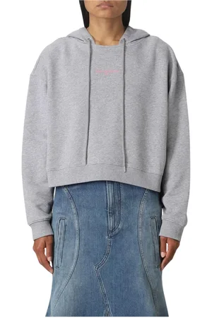 Stella McCartney Sweathshirts & Hoodies, Dame, Grå, XS, Bomuld, Grå Cropped Hoodie Afslappet Pasform