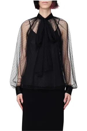 Twin-Set Bluser & Skjorter, Dame, Sort, XS, Gennemsigtig Mesh Bluse Pink Elegant