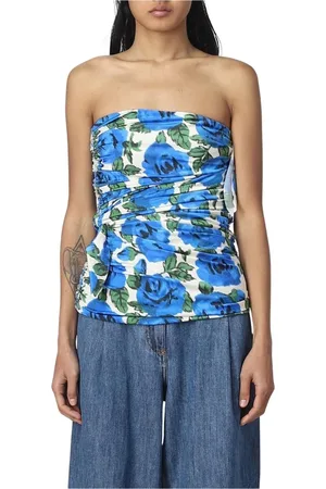 Serafini Top, Dame, Blå, 2XS, Uld, Blå Blomstret Tube Top