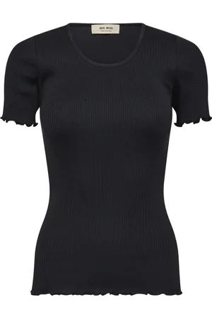 Mos Mosh Top, Dame, Sort, S/M, Bomuld, Silke Sømløs Tee Top Sort