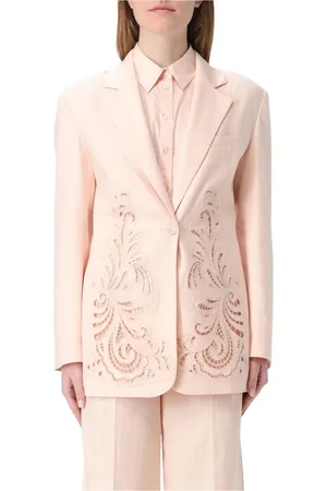 Twin-Set Jakke, Dame, Lyserød, XS, Linned, Hvidt Linned Blazer