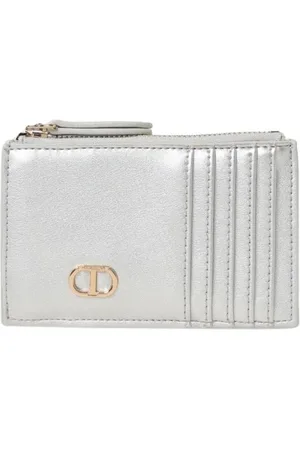 Twin-Set Tilbehør, Dame, Grå, ONE SIZE, Sølv Kortholder Lynlås Mini Taske