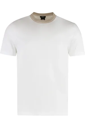 HUGO BOSS Top, Herre, Hvid, 3XL, Bomuld, Slim Fit Bomuld Crew-Neck T-Shirt