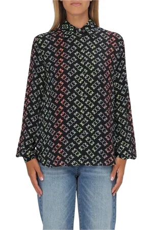 Pinko Bluser & Skjorter, Dame, Flerfarvet, L, Elegant Krave Silkebluse