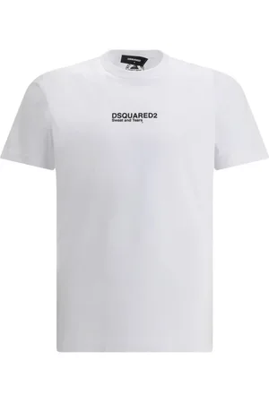 Dsquared2 Top, Herre, Hvid, S, Bomuld, Monogram Bomuld T-Shirt, Almindelig Pasform