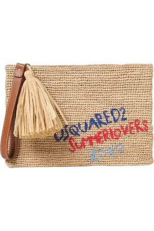 Dsquared2 Taske, Dame, , ONE SIZE, Uld, Broderet Logo Halm Clutch