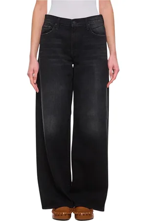 Mother Jeans, Dame, Sort, W28, Bomuld, Klassiske Sorte Wide Leg Jeans