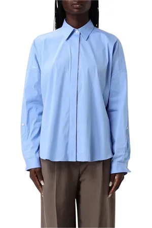 Brunello Cucinelli Bluser & Skjorter, Dame, Blå, XS, Bomuld, Blå Poplin Skjorte