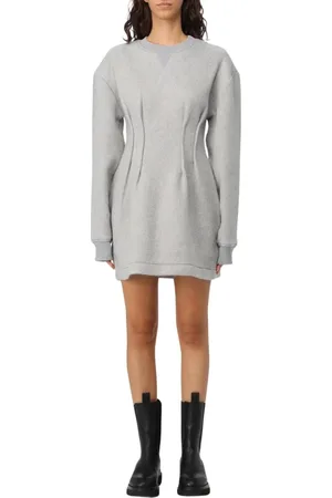 J.W.Anderson Kjole, Dame, Grå, S, Uld, Grå Sweater Kjole med Cinched Talje