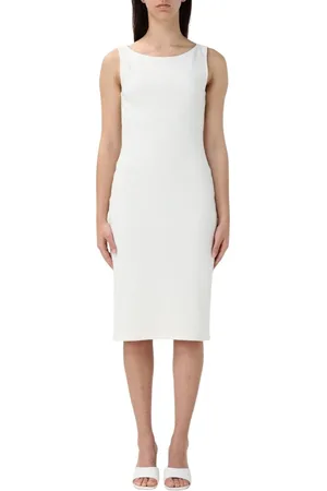 Emporio Armani Kjole, Dame, Hvid, 2XS, Elegant Hvid Midi Kjole