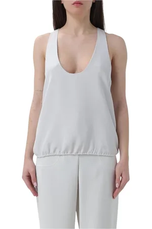 Giorgio Armani Top, Dame, Hvid, S, Perle Ærmeløs Top