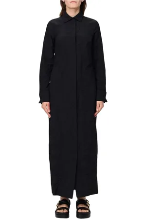 Max Mara Kjole, Dame, Sort, 2XS, Bomuld, Elegant Tekstureret Skjortekjole
