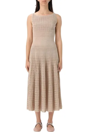 ANTONINO VALENTI Kjole, Dame, , M, Elegant Plisseret Strik Midi Kjole