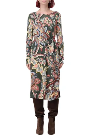 Etro Kjole, Dame, Flerfarvet, XS, Uld, Grøn Paisley Print Kjole